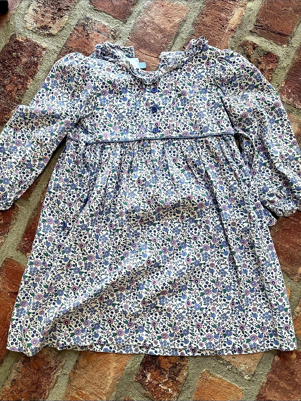 Little English The Floral Collared Dress Blue & White